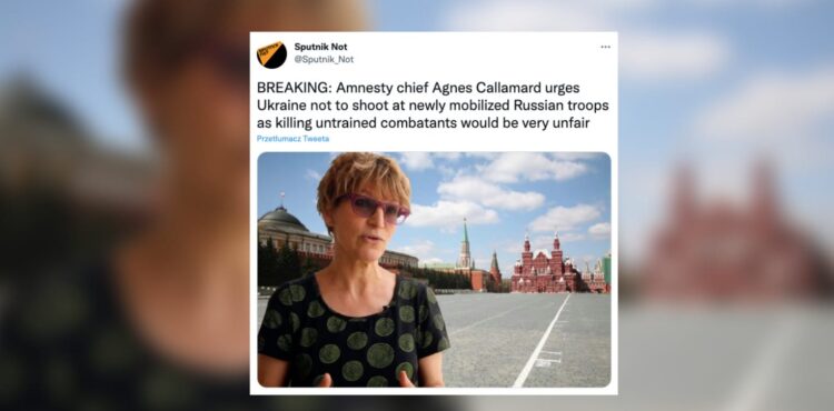 The Head of Amnesty International does not call on Ukraine not to shoot at newly mobilized Russian troops. This is a joke