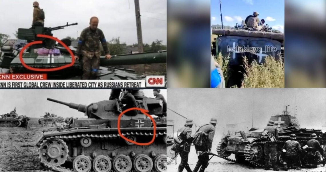 There is no evidence that white crosses on Ukrainian military vehicles are associated with Nazi symbolism