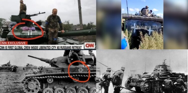 There is no evidence that white crosses on Ukrainian military vehicles are associated with Nazi symbolism