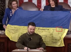 The flag given by Zelenskyy to the U.S. Congress does not contain SS symbolism
