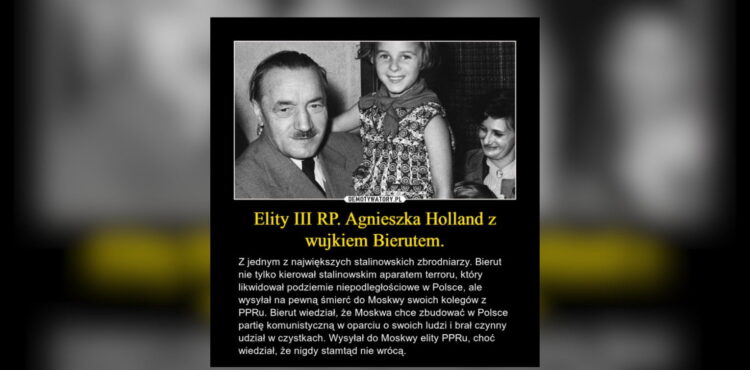 There is no evidence that the girl held by Bolesław Bierut in the photo is Agnieszka Holland