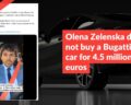 Olena Zelenska did not buy a Bugatti car for 4.5 million euros