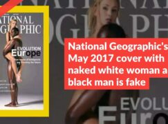 National Geographic’s May 2017 cover with naked white woman and black man is fake