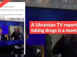 A Ukrainian TV reporter taking drugs is a montage