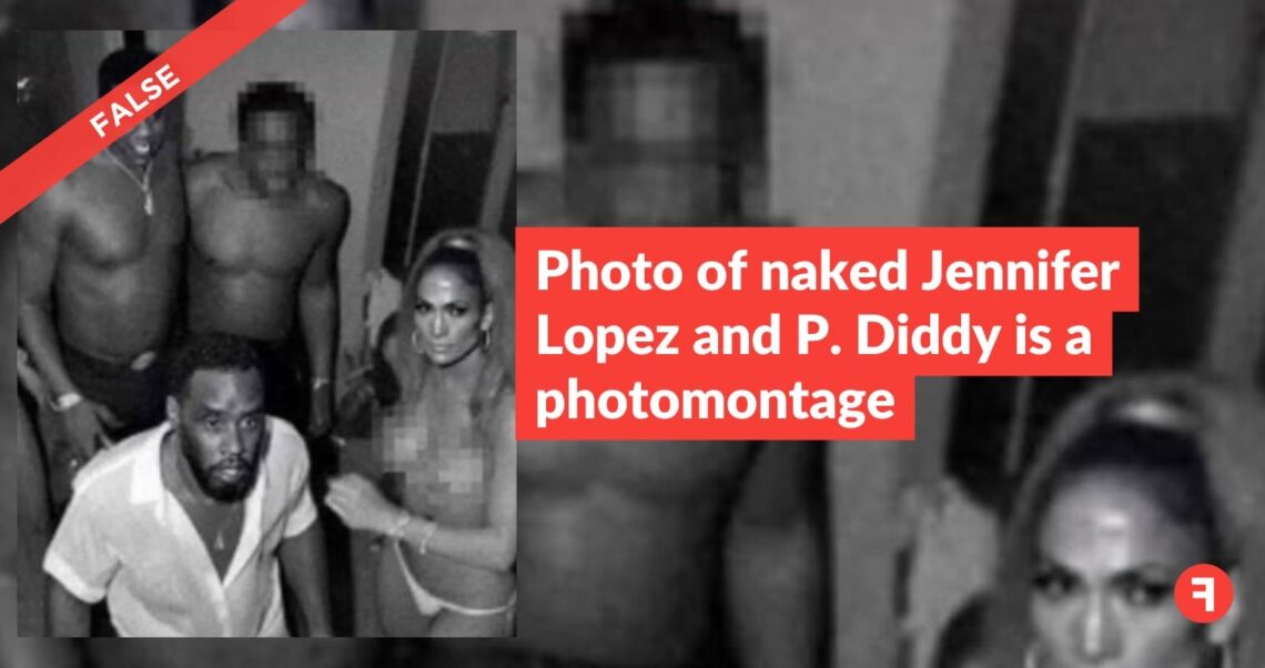 Photo of naked Jennifer Lopez and P. Diddy is a photomontage