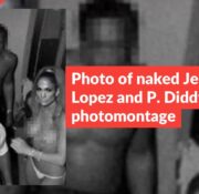 Photo of naked Jennifer Lopez and P. Diddy is a photomontage