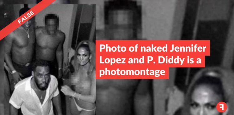 Photo of naked Jennifer Lopez and P. Diddy is a photomontage