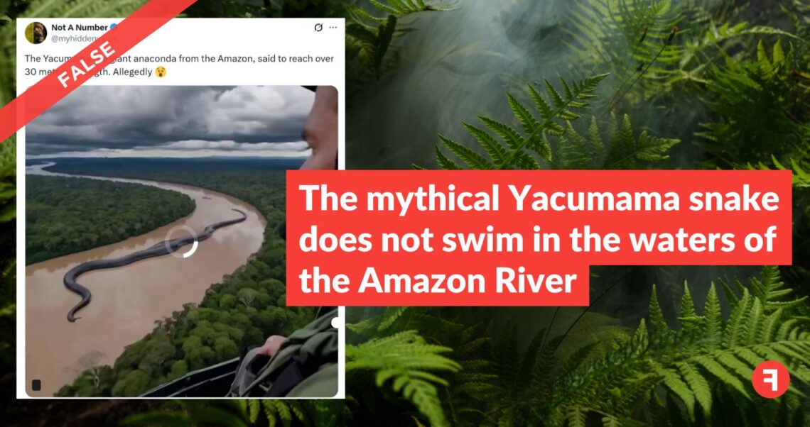 The mythical Yacumama snake does not swim in the waters of the Amazon River