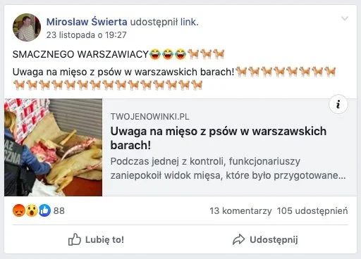 warszawskie bary mięso z psów