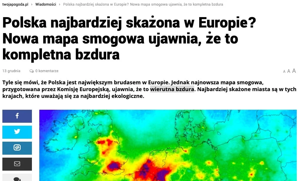 Nowa mapa smogowa - Twojapogoda.pl