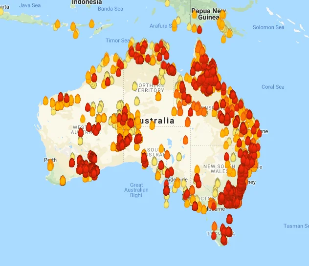 Ogniska ciepła - Australia - Fake news