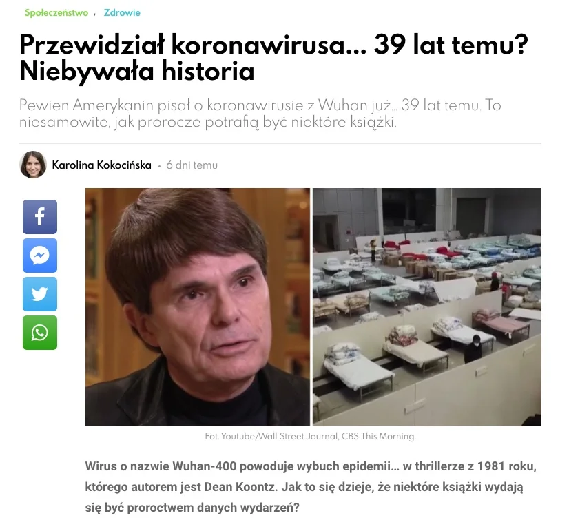 Burbonik - Dean Koontz przewidział koronawirusa