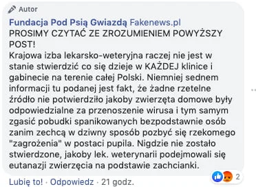 Fundacja pod psią gwiazdą - Odpowiedź