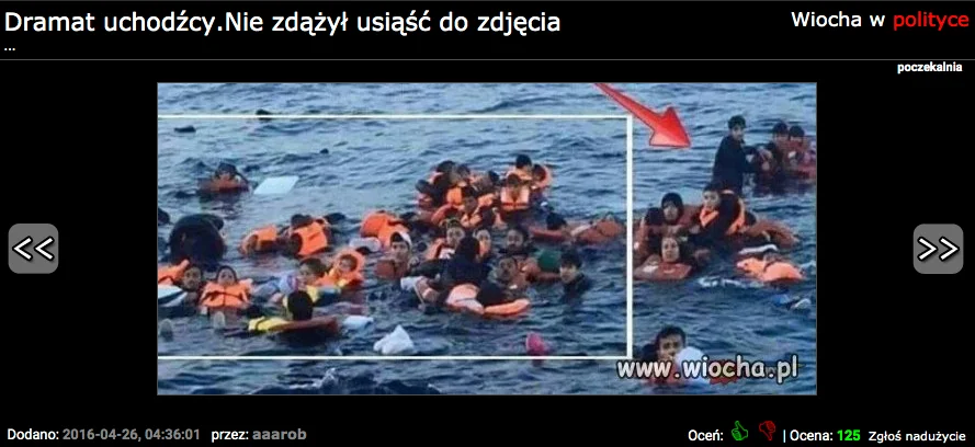 zdjęcie tonących uchodźców ustawione