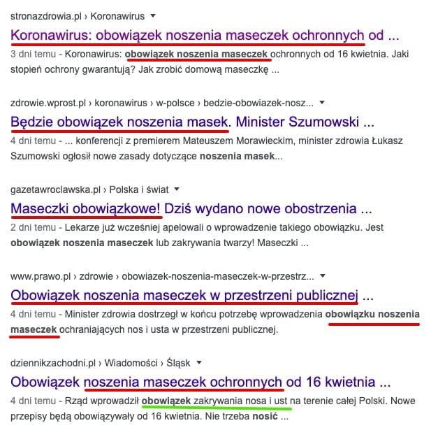 Obowiązek zasłaniania ust i nosa