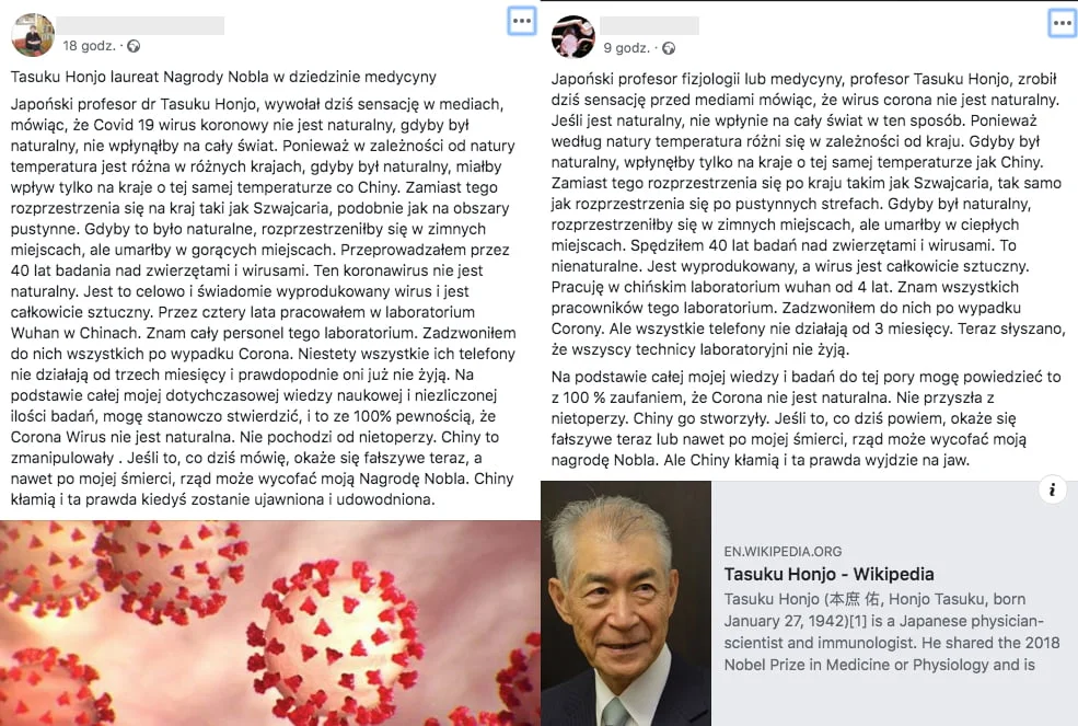 Tasuku Honjo Koronawirus