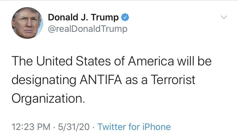 trump antifa tweet