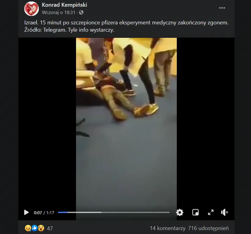 mężczyzna z Izraela zmarł po szczepionce na COVID-19