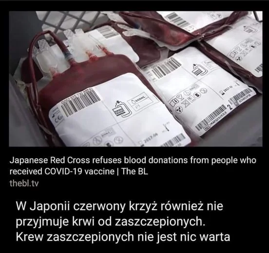 W Japonii Czerwony Krzyż nie przyjmuje krwi 
