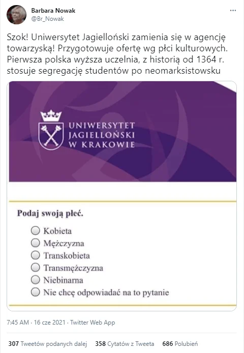 segregacja ze względu na płeć na UJ