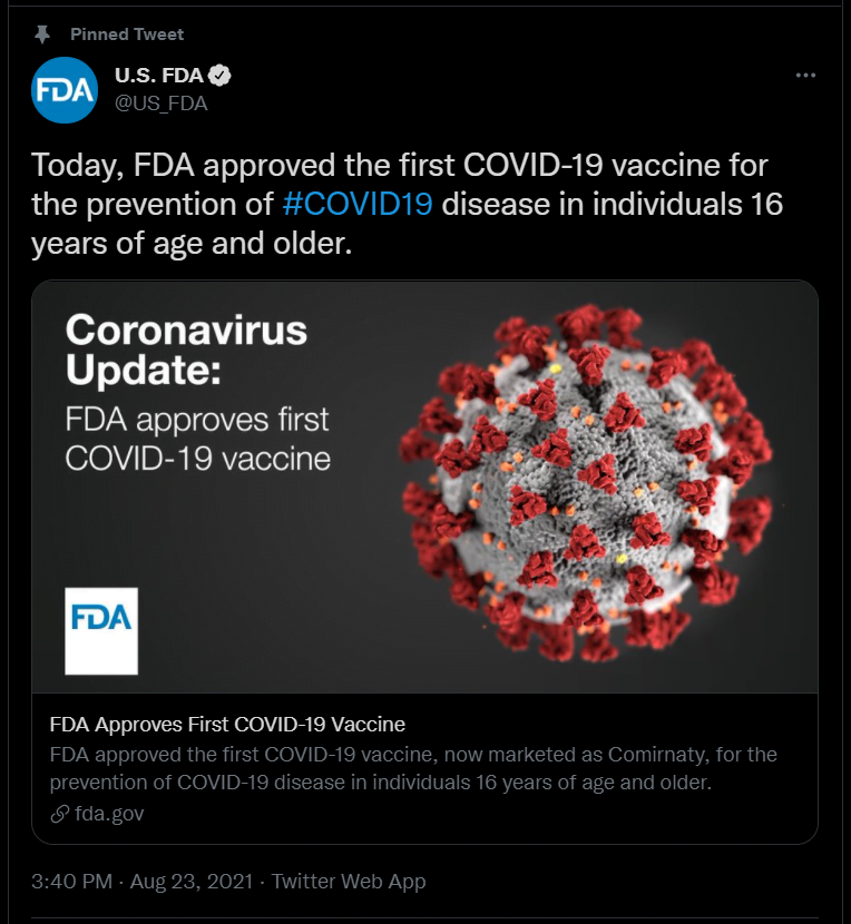 FDA approved the first COVID-19 Vaccine