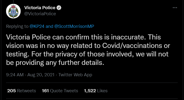 Victoria Police / Przymusowe szczepienia w Australii