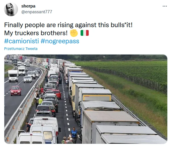 Kierowcy ciężarówek strajkują we Włoszech