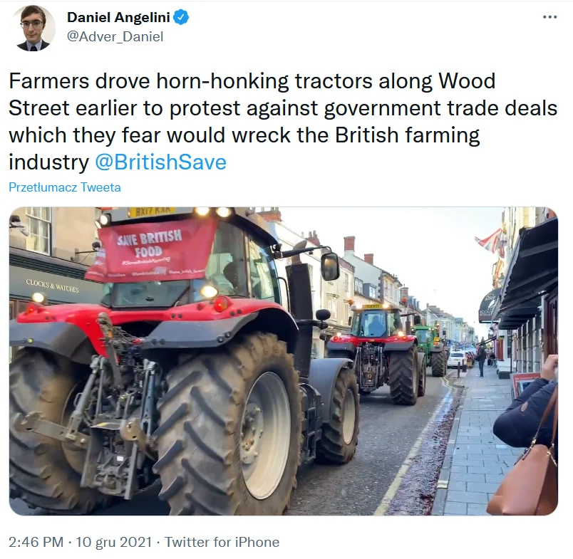 Daniel Angelini o proteście brytyjskich farmerów