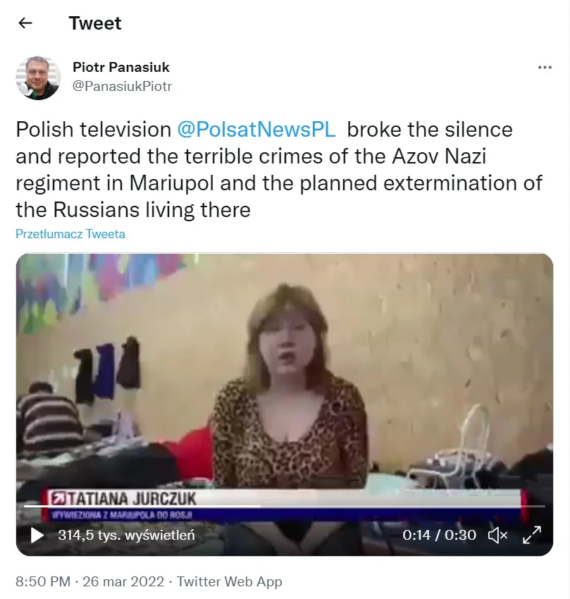 Tweet Piotra Panasiuka