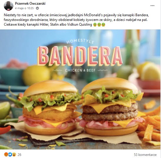 Owczarski o burgerze Bandera