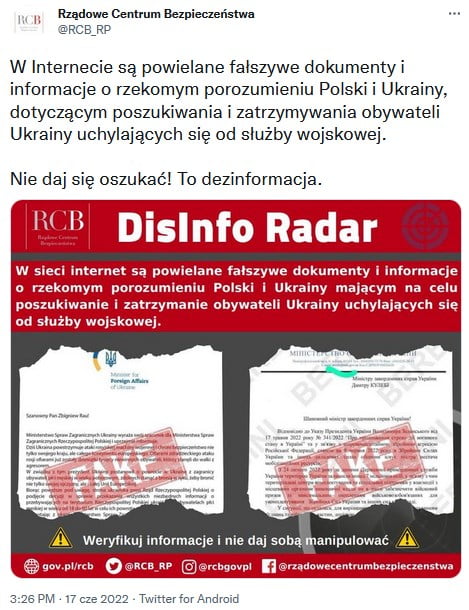 RCB o fałszywych dokumentach