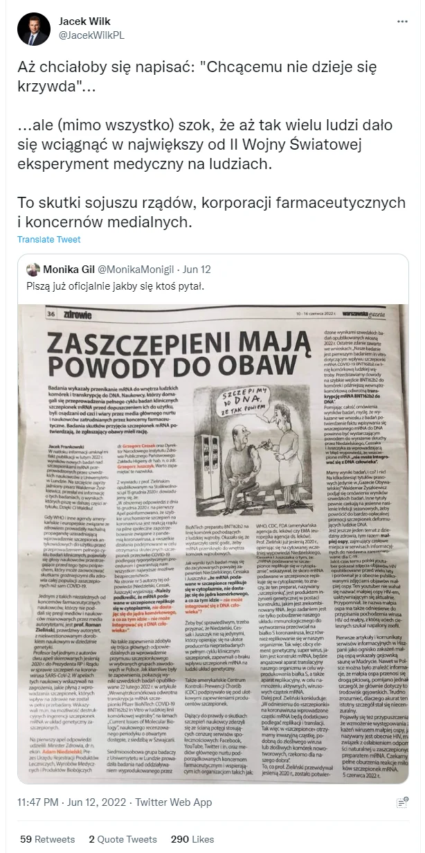 Zaszczepieni mają powody do obaw - Jacek Wilk
