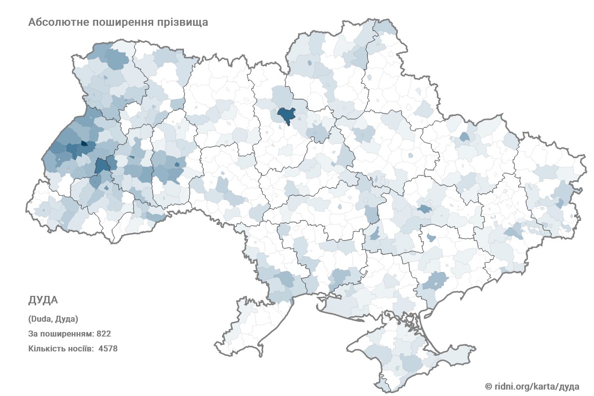 Występowanie nazwiska Duda