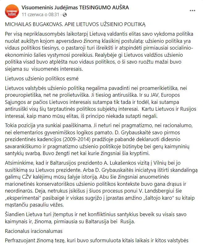 Rosyjska dezinformacja na litewskim Facebooku