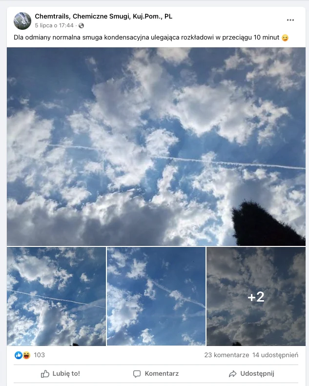 Zdjęcie smugi na niebie