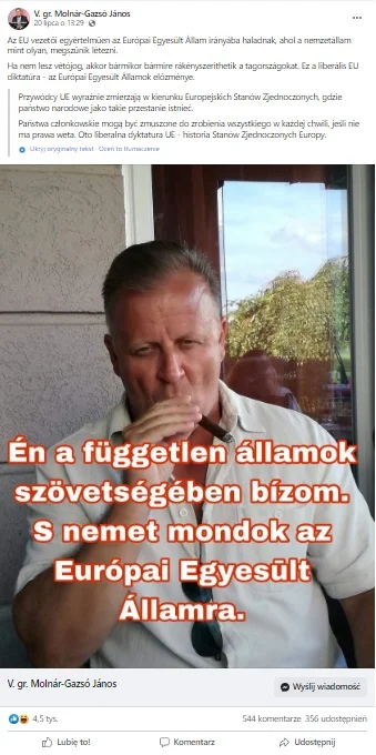 Rosyjska dezinformacja o uzależnieniu Unii Europejskiej od Stanów Zjednoczonych