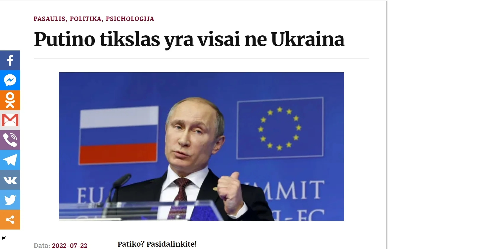 Rosyjska dezinformacja o prawdziwym celu wojny Rosji
