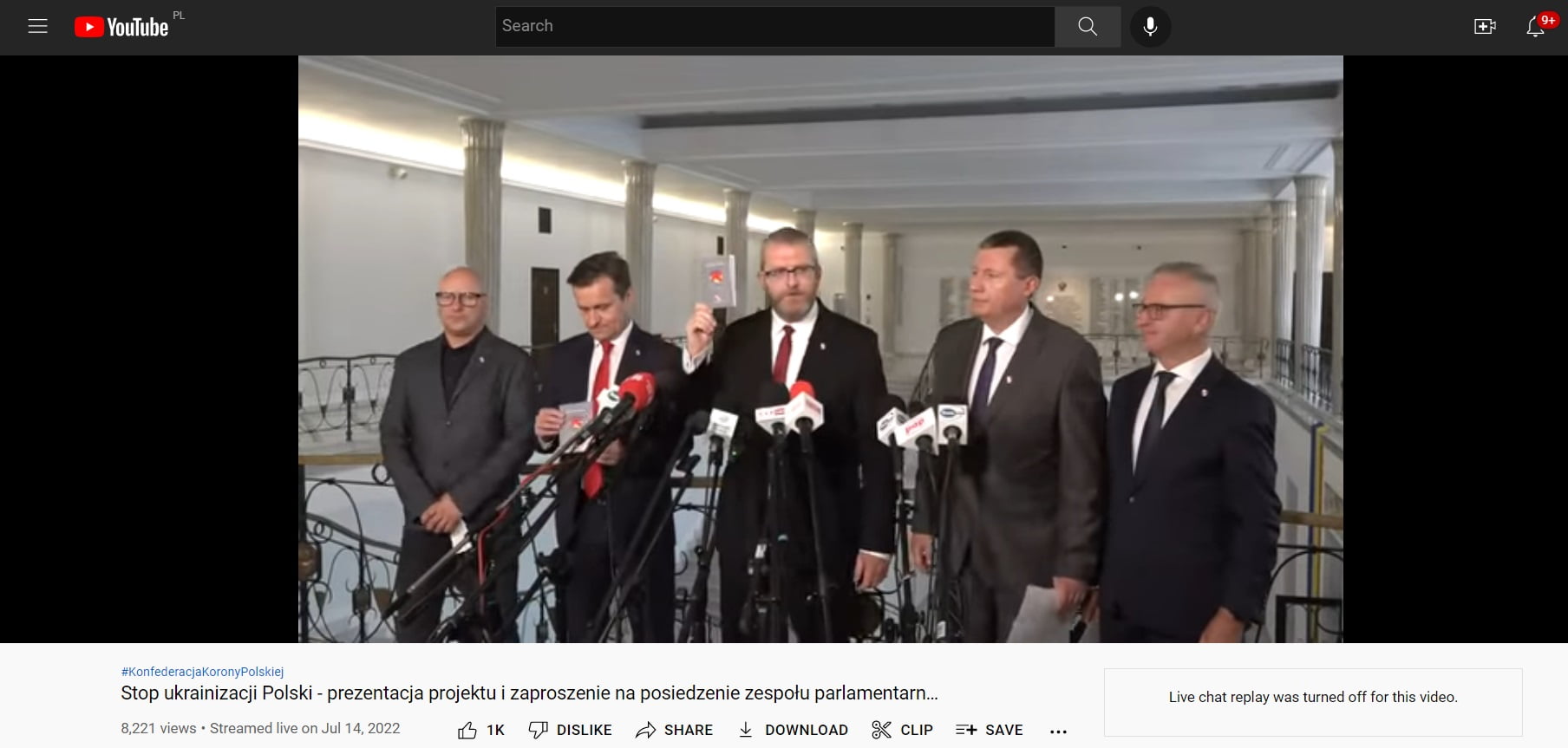 Press conference of the Confederation of the Crown of Poland, in which details of the "Stop Ukrainianization of Poland" project are discussed, Source: YouTube