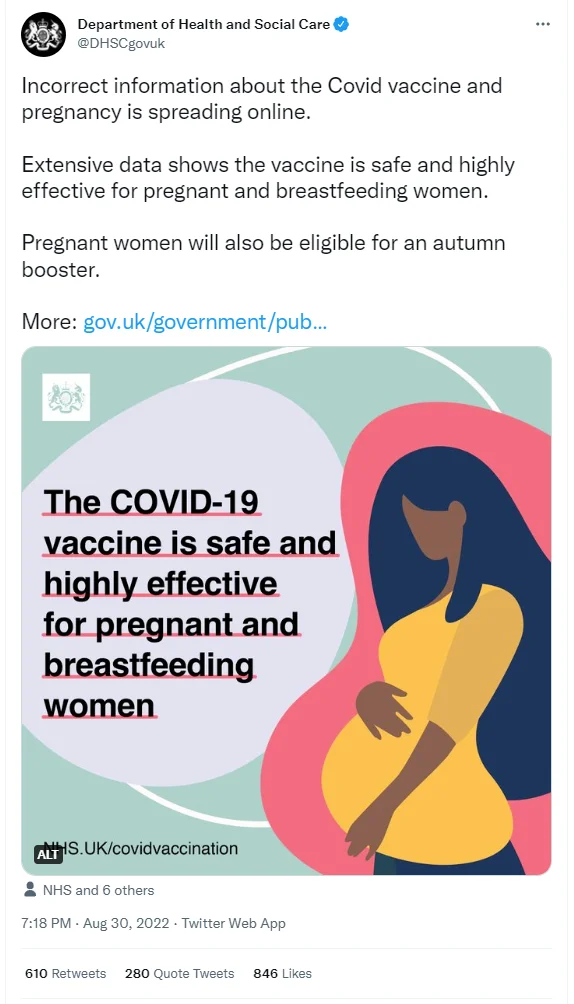 Komunikat Departamentu Zdrowia i Opieki Społecznej na temat bezpieczeństwa szczepień przeciw COVID-19 w ciąży w w trakcie karmienia