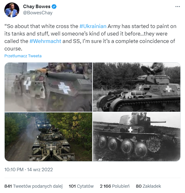 Chay Bowes - White crosses on Ukrainian military vehicles and Nazi symbolism