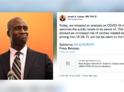 Joseph Ladapo, naczelny lekarz stanu Floryda, powołuje się na niewiarygodną analizę dotyczącą szczepionki mRNA
