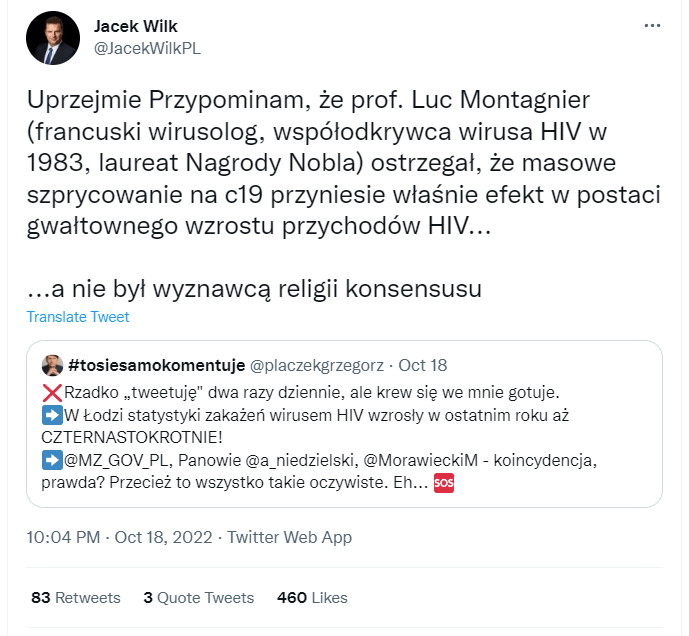 Jacek Wilk HIV COVID