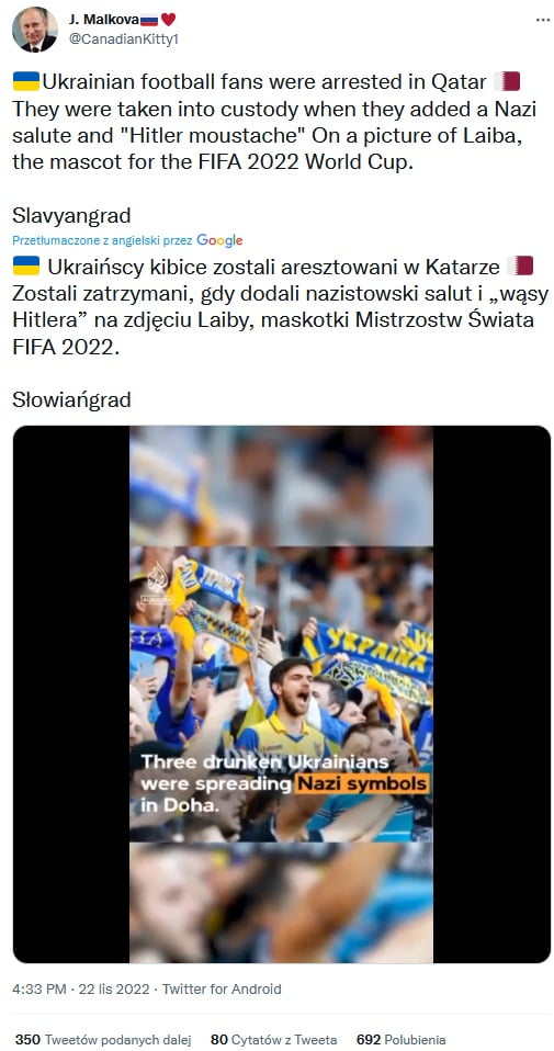 Ukrainian football supporters were arrested in Qatar for using Nazi symbols