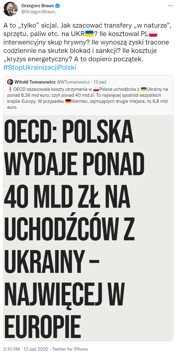 Czy uchodźcy z Ukrainy to tak naprawdę imigranci ekonomiczni? Analiza / Braun