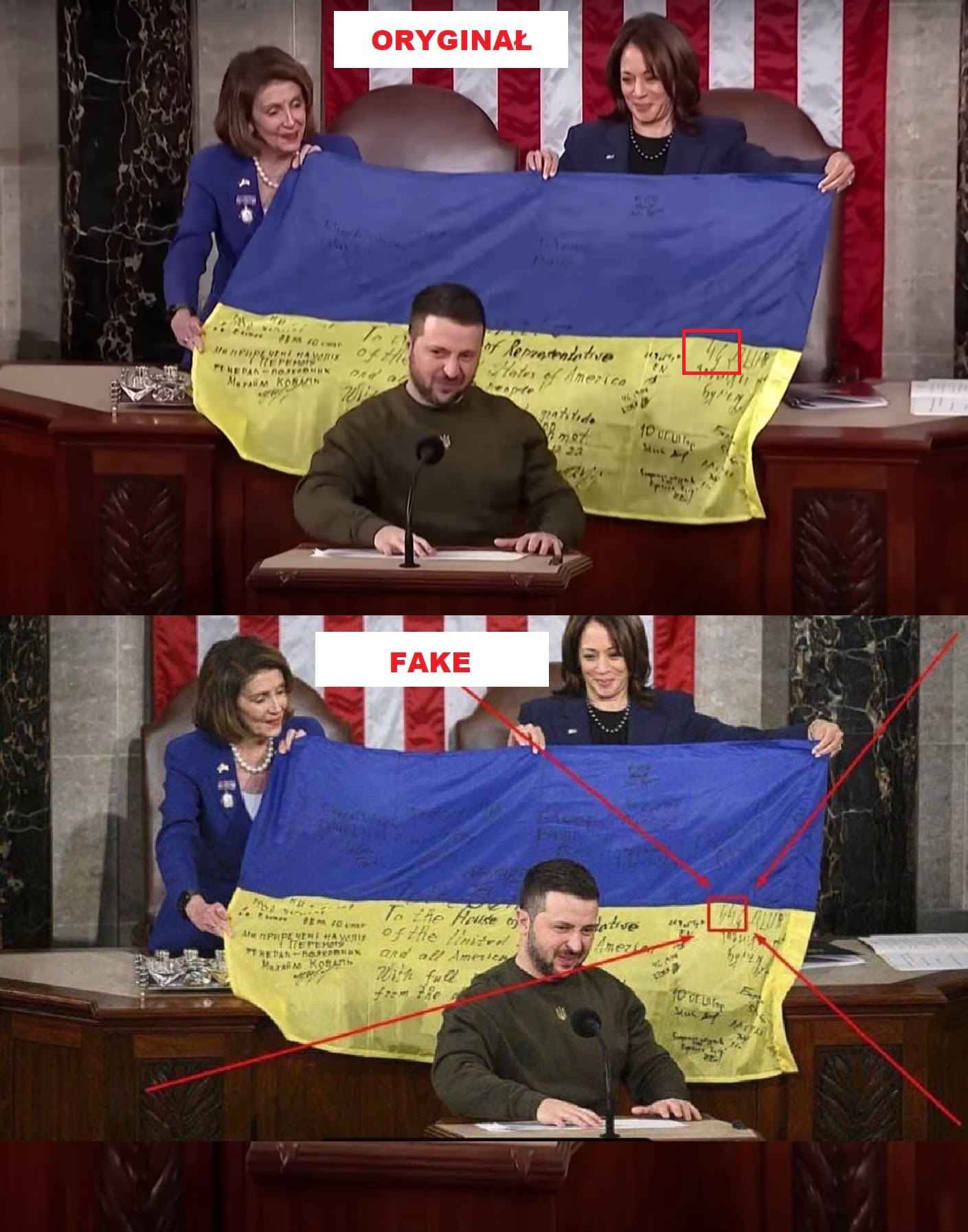 Symbole SS na fladze Zełenskiego