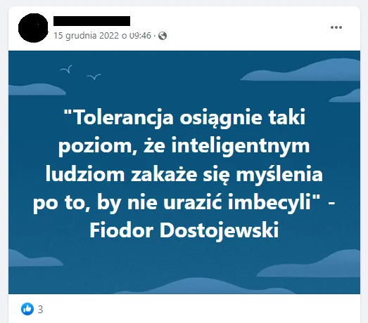 Cytat Dostojewskiego o tolerancji jest nieprawdziwy