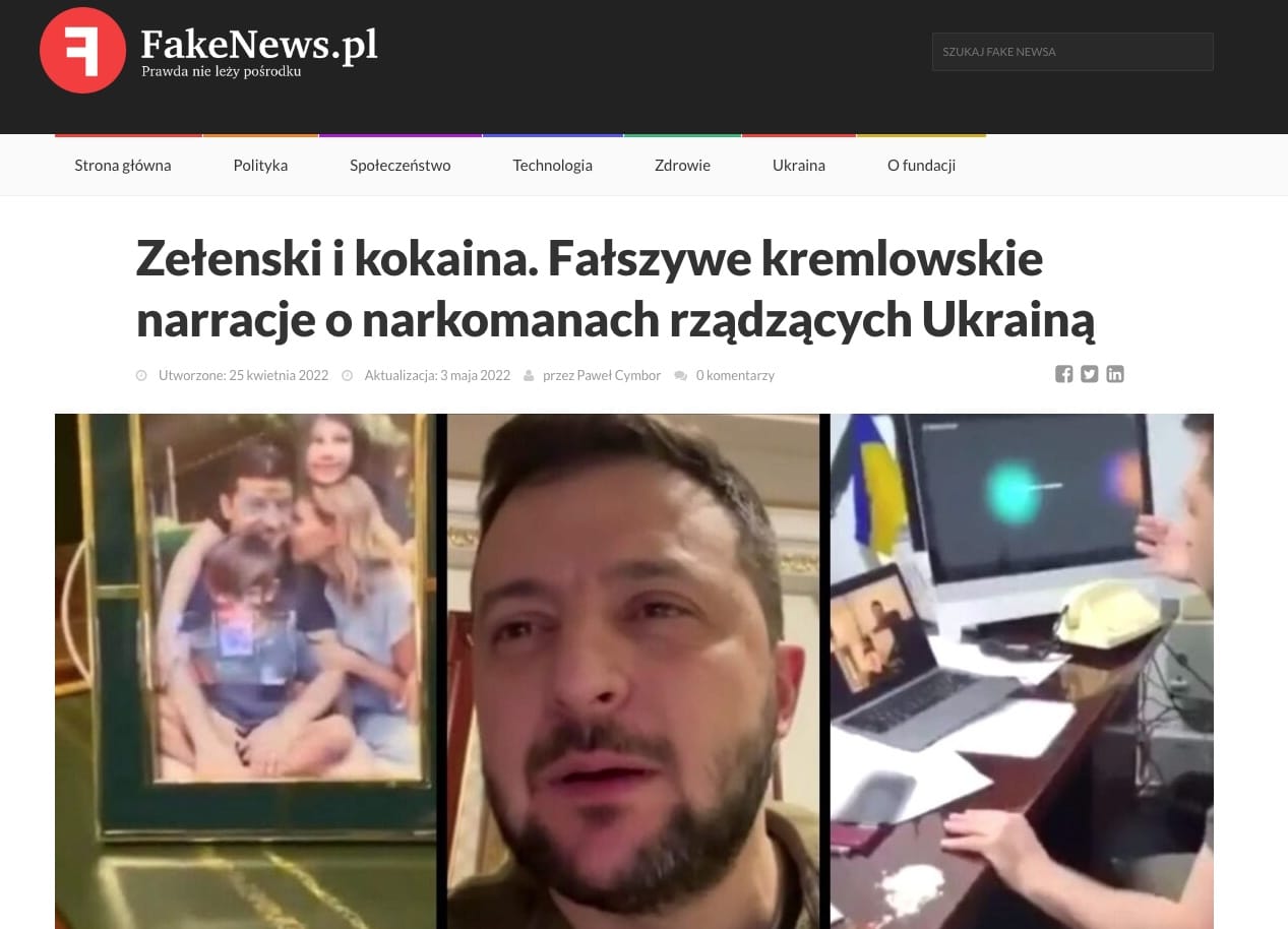 Zełenski i kokaina. Fałszywe kremlowskie narracje o narkomanach rządzących Ukrainą