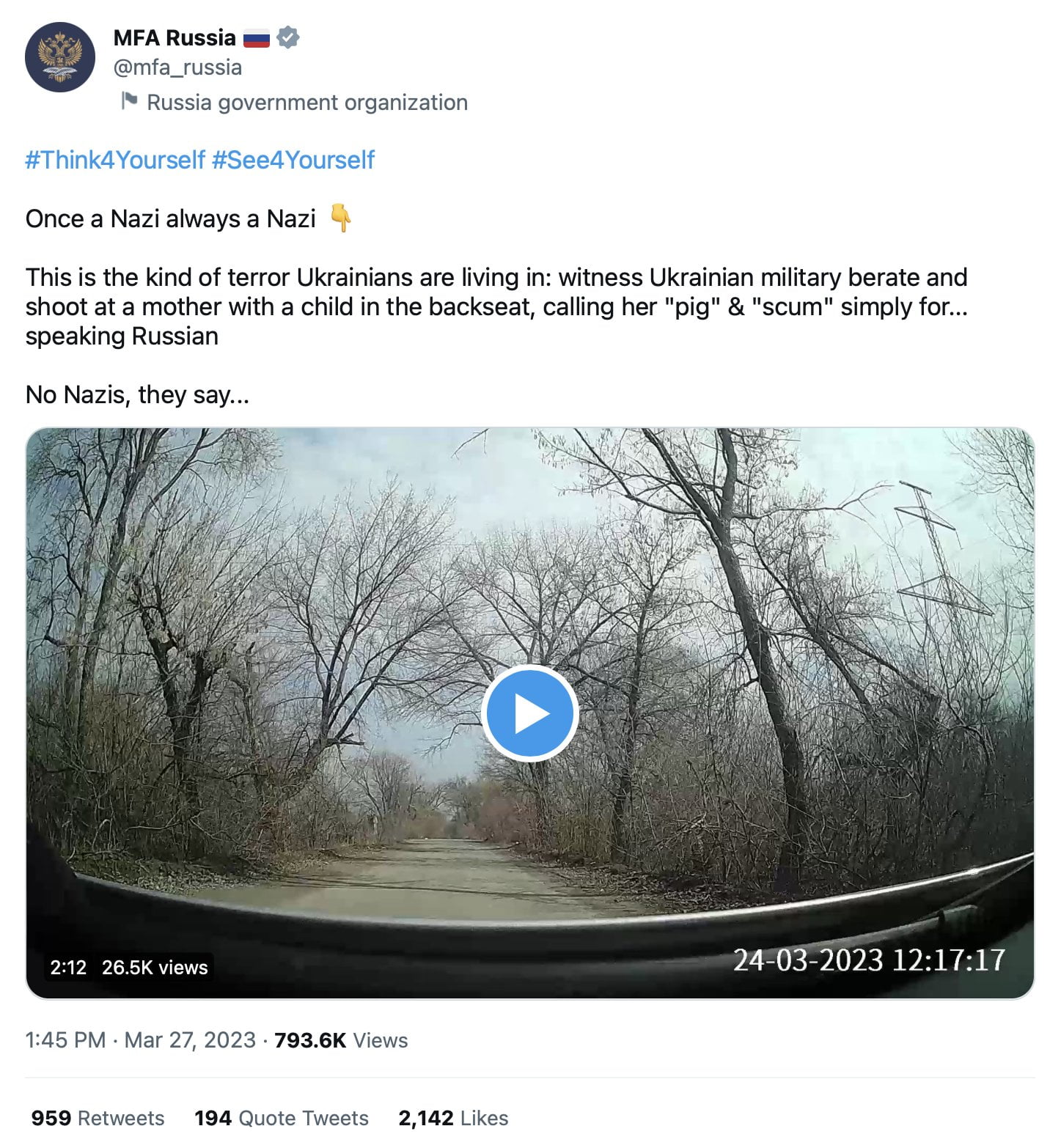 Ukraińscy żołnierze nie ostrzelali samochodu z matką i dzieckiem. To rosyjski fake