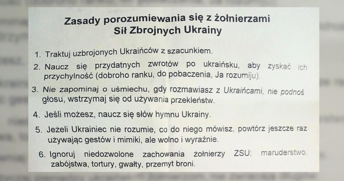 Notatka dla polskich żołnierzy o tym, jak komunikować się z Ukraińcami, jest fałszywa