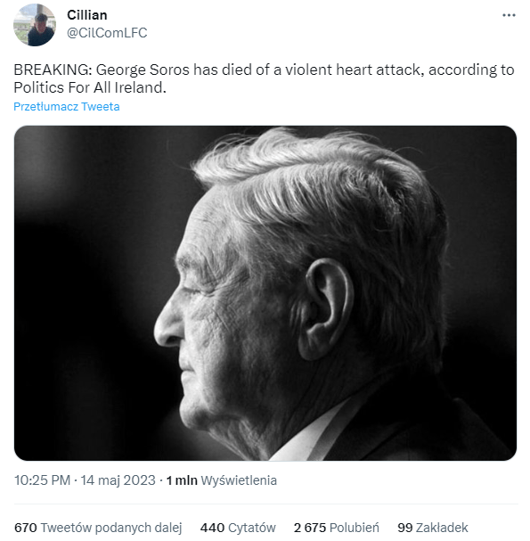 George Soros has yet again survived his own death